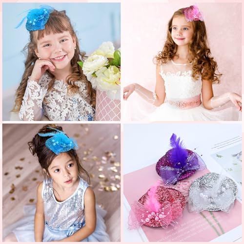 inSowni 6 Piece Feather Mini Fascinator Hats for Kids and Women