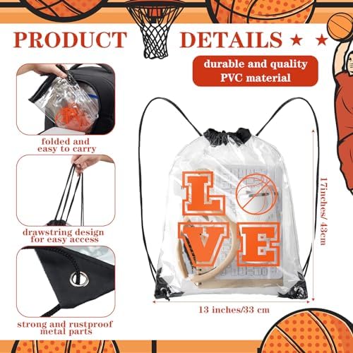 12 Pcs Clear Drawstring Bags for Stadium Basketball Use
