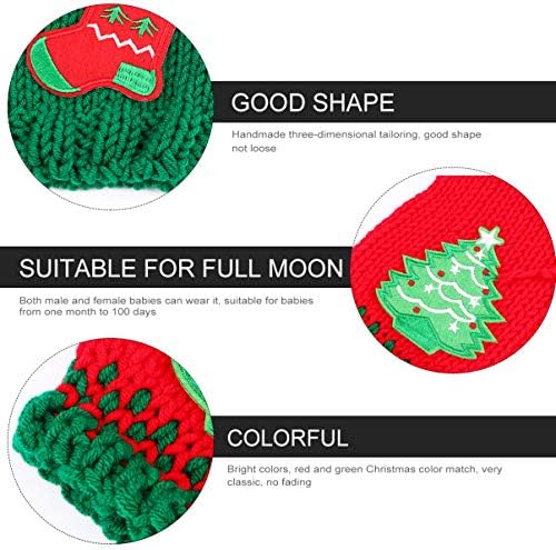 Baby Knitted Christmas Photo Outfit Set for Newborn to 13 Days