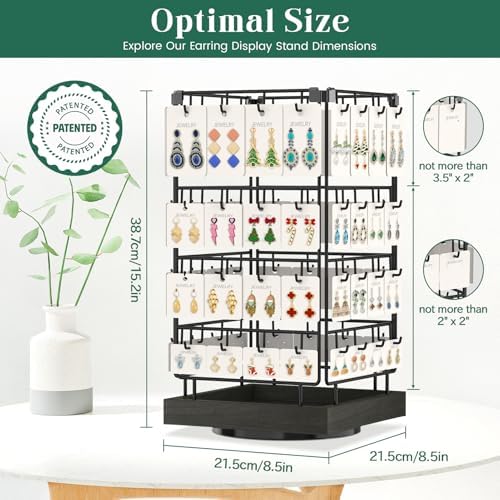 Rotating Earring Display Stand with 64 Hooks