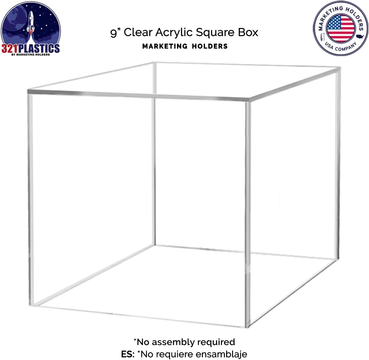 9 Inch Acrylic Display Riser Box No Lid Clear Square Jewelry Box Storage Platform