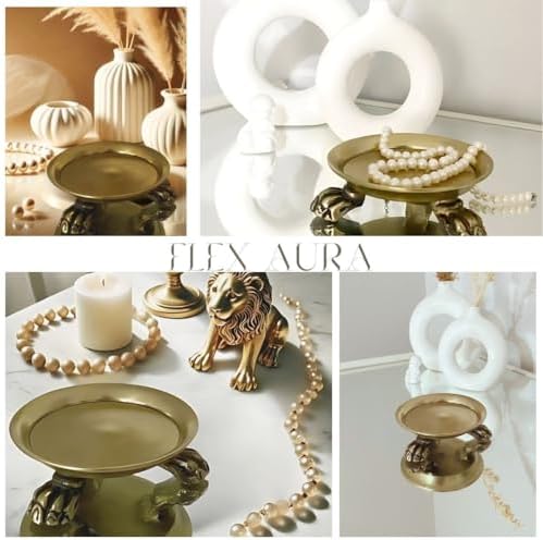 FlexAura Plated Brass Clawfoot Candle Tray