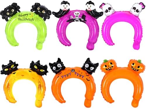 60 Halloween Inflatable Headbands with Cartoon Designs