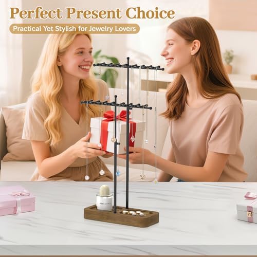 MODOWEY Necklace Holder Organizer Stand with 36 Hooks