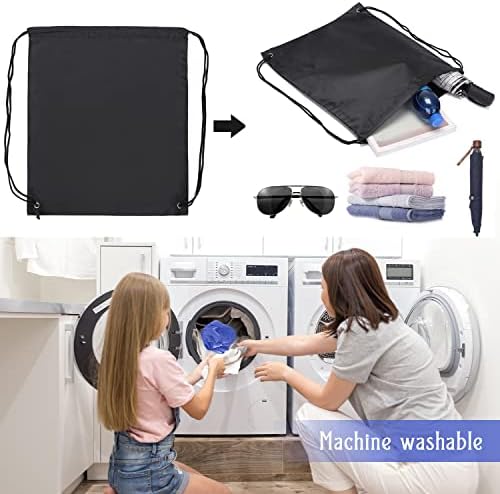 Sliverdew 2PCS Drawstring Gym Bags Black Travel Backpack for Sports and Outdoor Activities