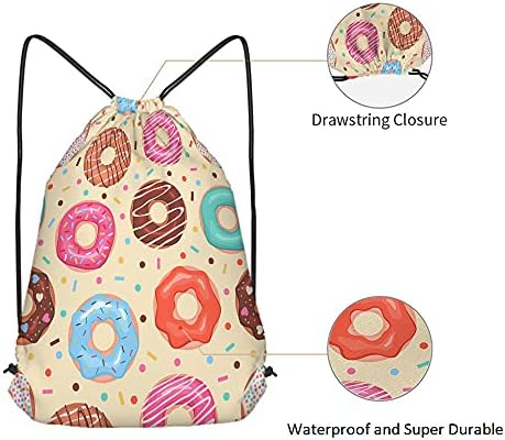 Beabes Colorful Doughnut Drawstring Gym Backpack for Men Women