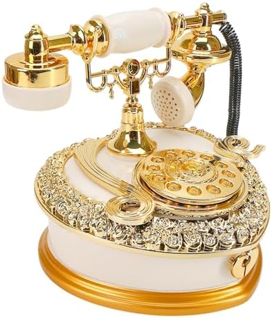 Big Vintage Telephone Jewelry Box with Drawer - Heart Shaped Trinket Music Box with Retro Dial