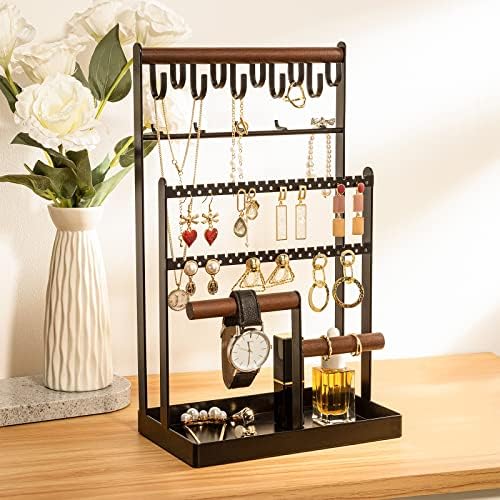 ProCase 6 Tier Jewelry Stand with 15 Hooks - Black