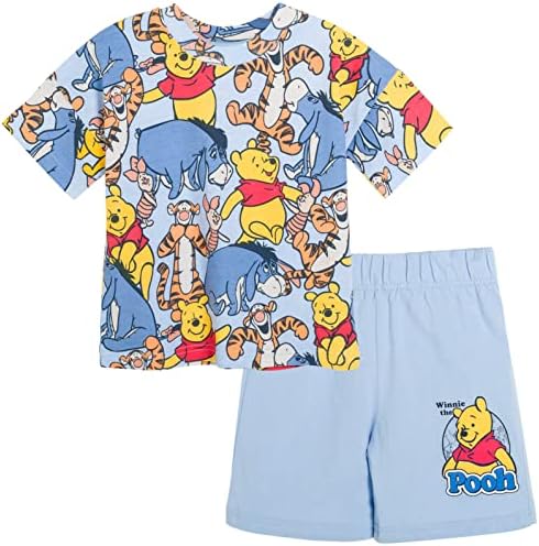 Disney Mickey Mouse Eeyore Donald Duck Pluto Winnie The Pooh Piglet Tigger Graphic T-Shirt and Shorts Set for Kids