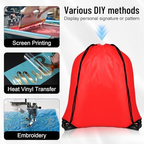20 Piece Drawstring Backpack Set Black Red