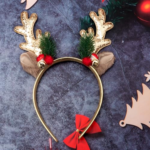 TULOBI Glitter Christmas Elk Headbands for Women and Girls
