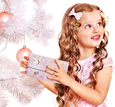 RR Round Rich Design Kids Musical Jewelry Box with Drawer and Unicorn Set - Pink