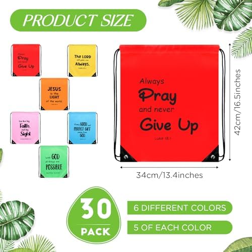 30 Pcs Christian Drawstring Backpacks for Church Gifts