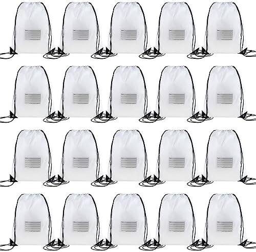 20 Pcs White Drawstring Bags for Travel Gym Sport