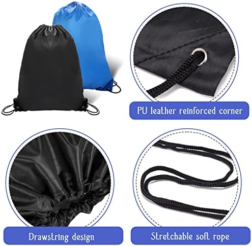 Sliverdew 2PCS Drawstring Gym Bags Black Travel Backpack for Sports and Outdoor Activities