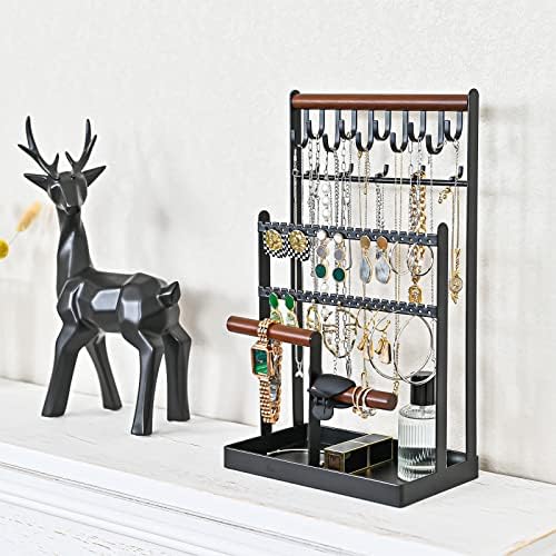 ProCase 6 Tier Jewelry Stand with 15 Hooks - Black