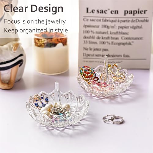 HD Clear Crystal Ring Holder Wavy Glass Jewelry Dish