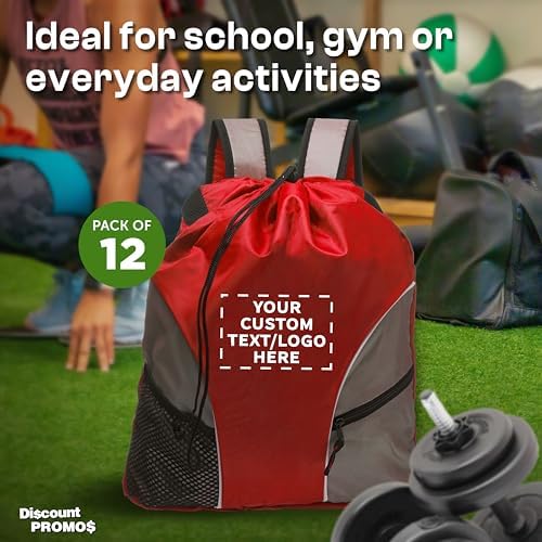 Discount Promos Custom Drawstring Backpack Set of 12