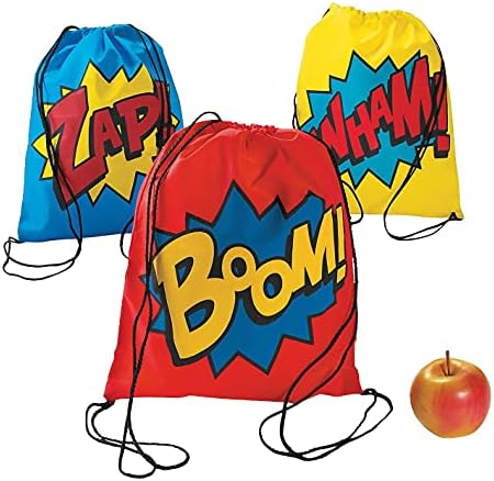 Superhero Drawstring Backpack Set of 12