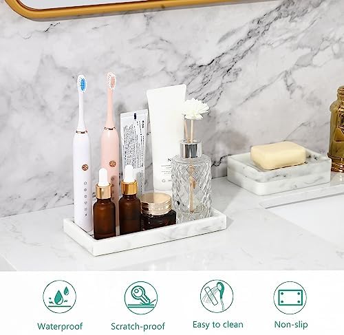 Emibele White Marble Bathroom Vanity Tray 8 Small