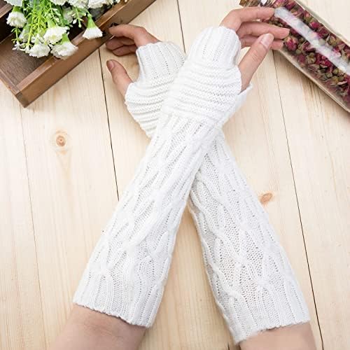 Winter Women Fingerless Gloves with Thumb Hole and Arm Warmers