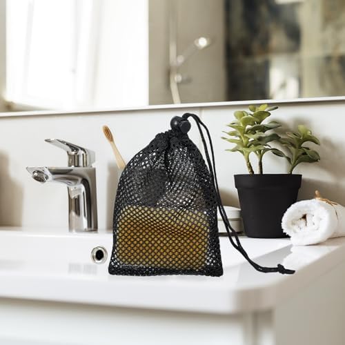 6 Pcs Small Drawstring Mesh Bags Black Portable Travel Storage Pouches