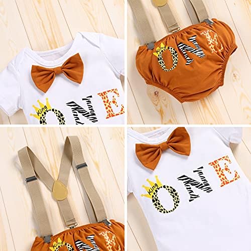 IBTOM CASTLE Baby Boys Lion Safari 1st Birthday Romper Outfit