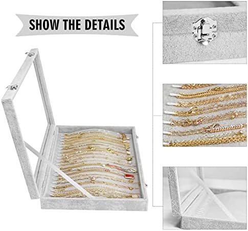 Siveit 20 Hook Grey Necklace Display Box