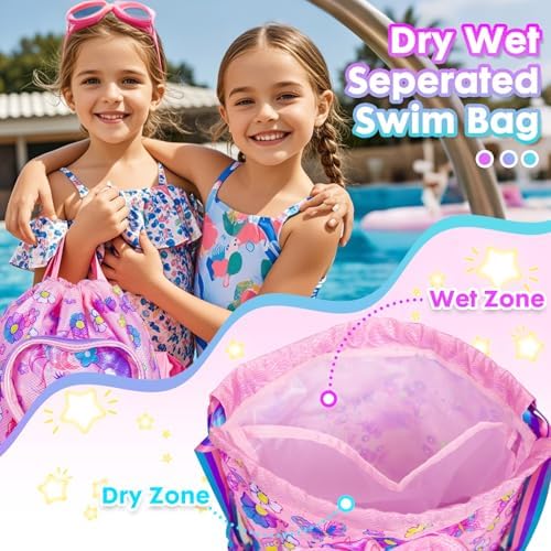 YOYTOO Drawstring Backpack for Girls - Unicorn Theme Waterproof Gym Bag