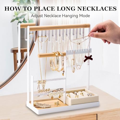 DreamGenius Jewelry Organizer Stand with 4 Tiers and Velvet Ring Holder