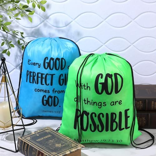 30 Pcs Christian Drawstring Backpacks for Church Gifts