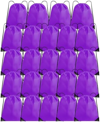 HYTHOZO Drawstring Bags 24pcs Purple Gym Bag Set