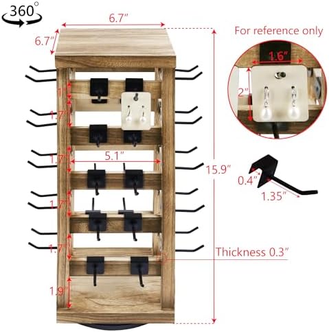 Ikee Design Wood Rotating Earring Display Stand