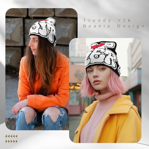 Y2K Beanie Wool Acrylic Knit Hat for Men Women