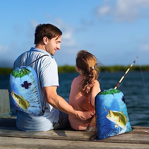 Sanwuta 20 Pcs Fishing Party Favors Drawstring Bags Fish Backpack Gift Set