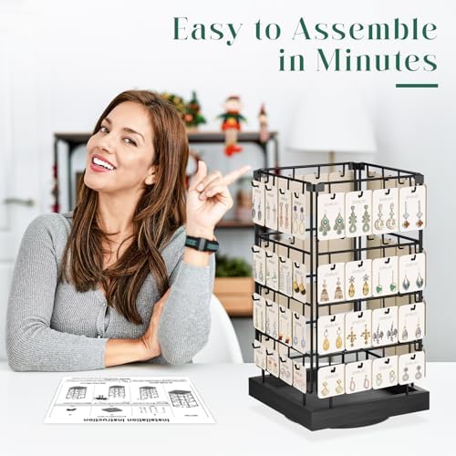 Rotating Earring Display Stand with 64 Hooks