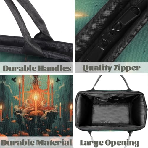 Halloween Pumpkin Candle Print Travel Gym Bag for Women Men