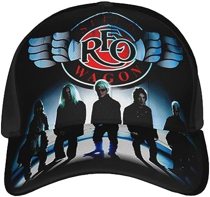 BESUCHER REO Rock Music Speedwagon Baseball Cap Adjustable Hat Casual Outdoor Sun Chapeau Unisex Black