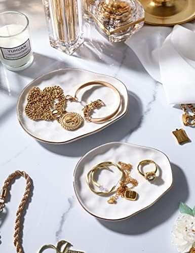 AISBUGUR Jewelry Tray Set of 2 - Large Capacity Jewelry Dish for Rings and More