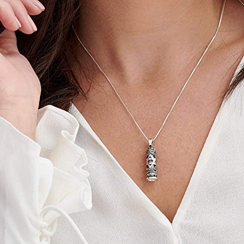 Jewish Mezuzah Charm Necklace with Star of David in Sterling Silver