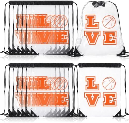 12 Pcs Clear Drawstring Bags for Stadium Basketball Use