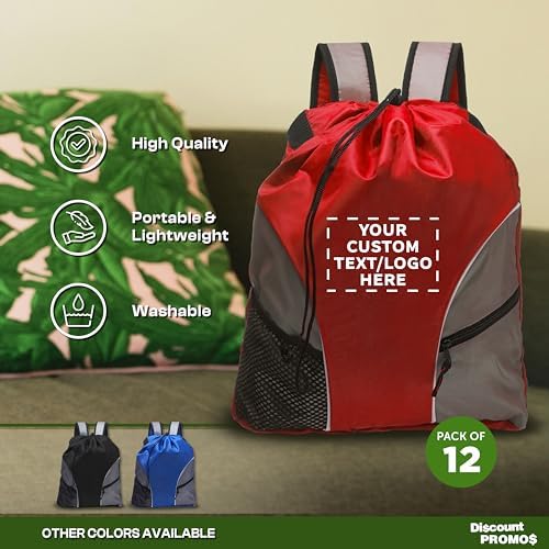 Discount Promos Custom Drawstring Backpack Set of 12