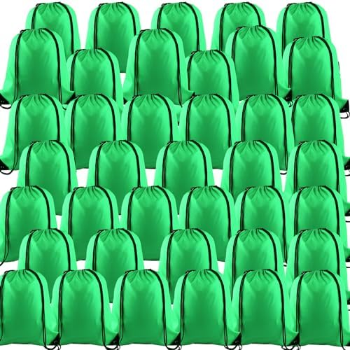 KUUQA 40Pcs Green Drawstring Backpack Storage Bags