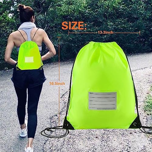 20 Pcs Fluorescent Green Drawstring Bags for Travel Gym Sports