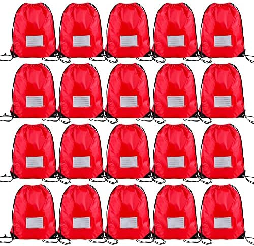 20 Pcs Red Drawstring Bags for Travel Gym Sport