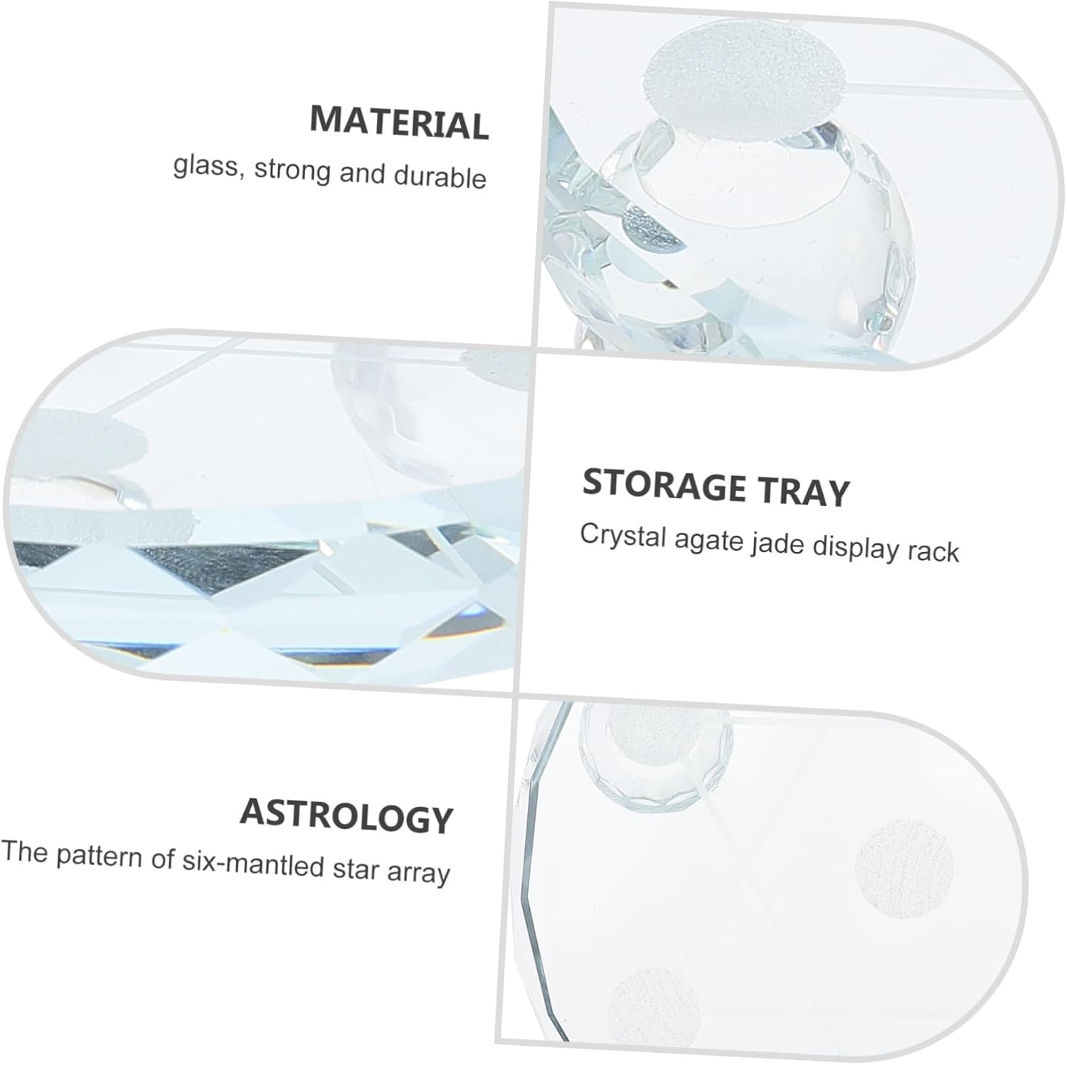 Happyyami Glass Seven-Star Crystal Display Tray for Jewelry Home Decor