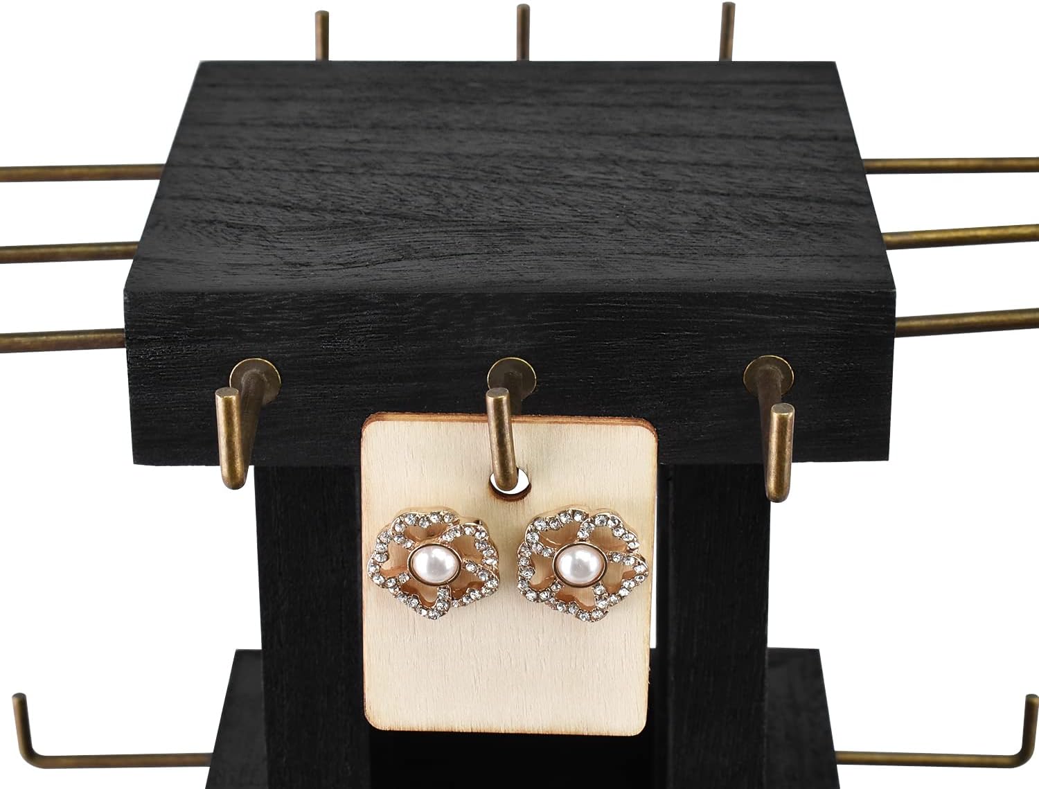 Ikee Design 36 Hooks Rotating Keychain Holder Display Stand - 3 Tier Jewelry Display Tree Stand Black Color