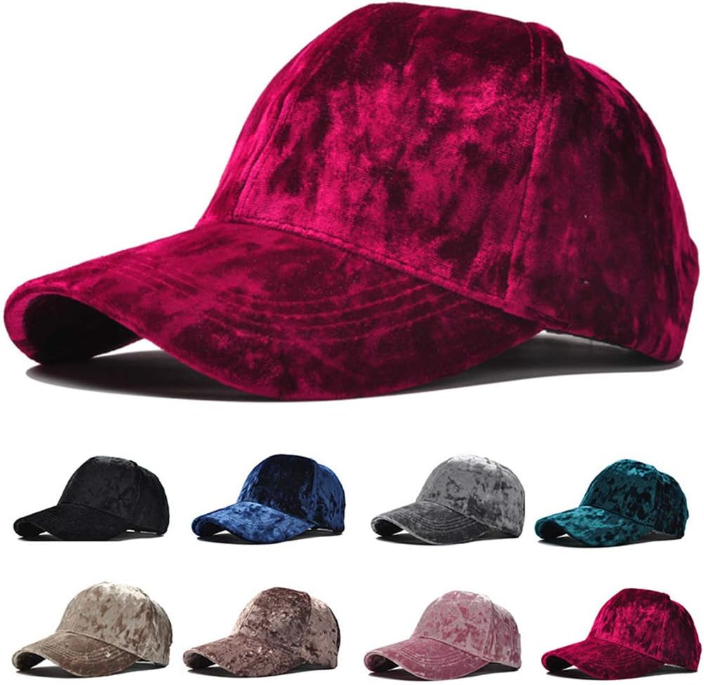 Beerty Baseball Cap Faux Velvet Flannel Hat Solid Color Adjustable Snapback for Women Men Outdoor