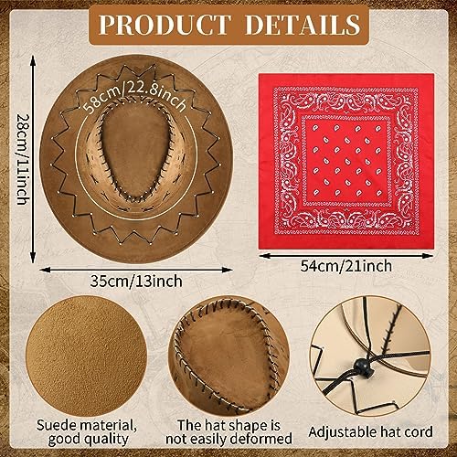Cindeer 48 Pcs Cowboy Hat and Bandana Set