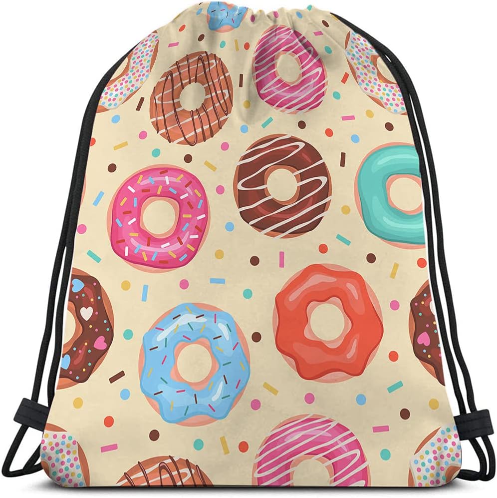 Beabes Colorful Doughnut Drawstring Gym Backpack for Men Women